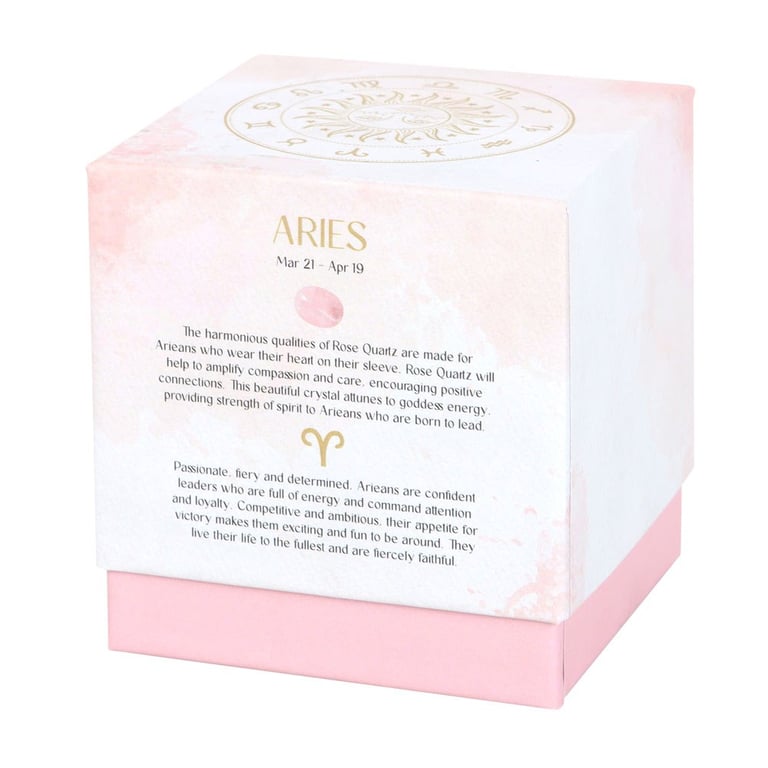 Aries Cedarwood Rose Quartz Zodiac Gemstone Candle - Amplify Positive Energy and Compassion