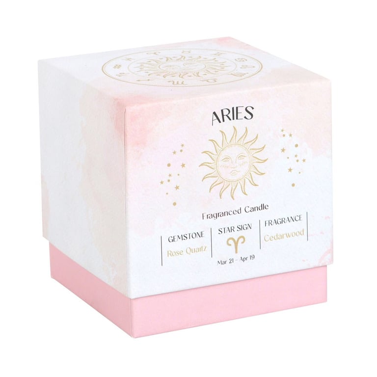 Aries Cedarwood Rose Quartz Zodiac Gemstone Candle - Amplify Positive Energy and Compassion