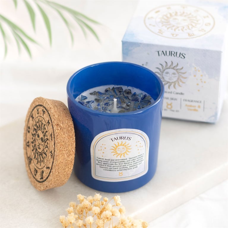 Taurus Amber & Vanilla Zodiac Candle - Spiritual Growth and Confidence Boost