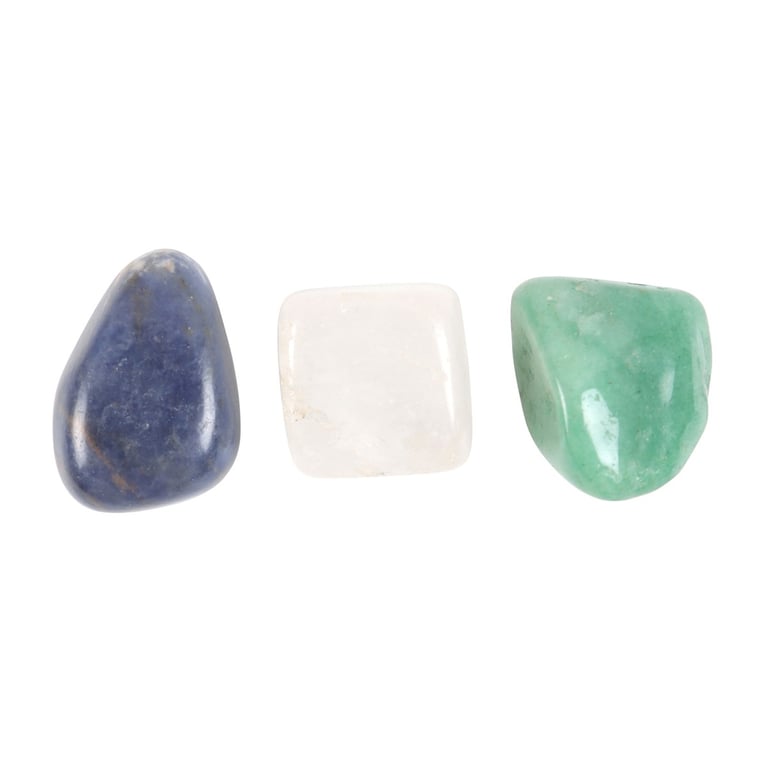 Stress Less Healing Crystal Set - Green Aventurine, Clear Quartz & Sodalite for Serenity and Balance
