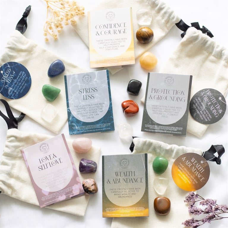 Stress Less Healing Crystal Set - Green Aventurine, Clear Quartz & Sodalite for Serenity and Balance