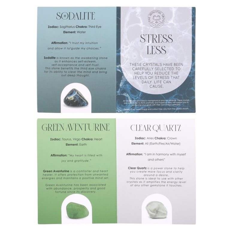 Stress Less Healing Crystal Set - Green Aventurine, Clear Quartz & Sodalite for Serenity and Balance