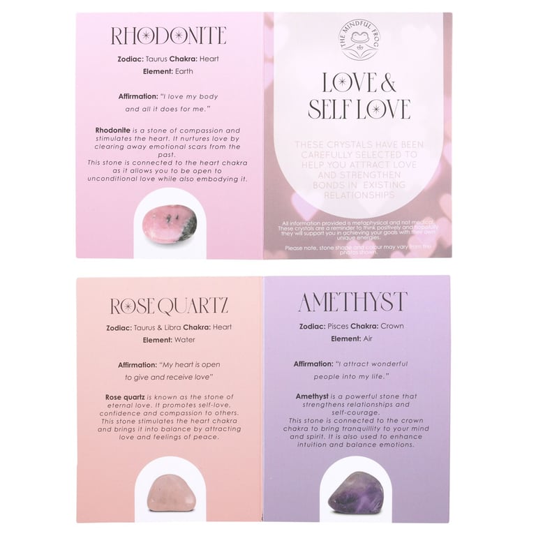Love & Self Love Healing Crystal Set - Attract Confidence, Strengthen Relationships, and Heal Emotions