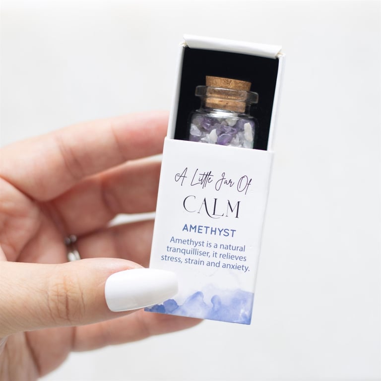 Amethyst Calming Jar in Matchbox - Earthy Energy for Stress Relief