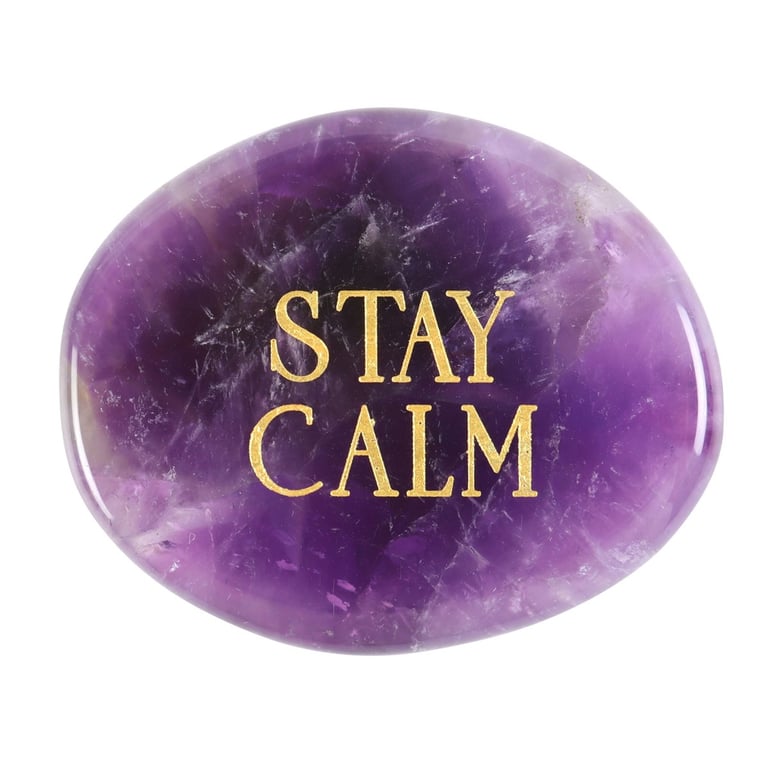 Stay Calm Amethyst Crystal Palm Stone - Healing Peaceful Energy and Clarity Gift