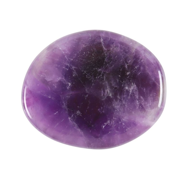 Stay Calm Amethyst Crystal Palm Stone - Healing Peaceful Energy and Clarity Gift