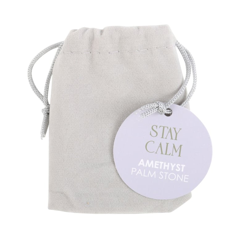 Stay Calm Amethyst Crystal Palm Stone - Healing Peaceful Energy and Clarity Gift