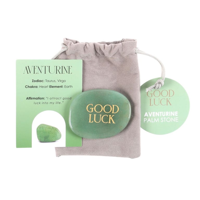 Good Luck Aventurine Palm Stone - Prosperity and Positive Energy Crystal Gift
