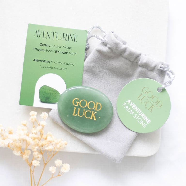 Good Luck Aventurine Palm Stone - Prosperity and Positive Energy Crystal Gift
