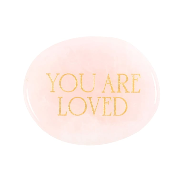 Rose Quartz Crystal Palm Stone - You Are Loved Healing Love Token Gift