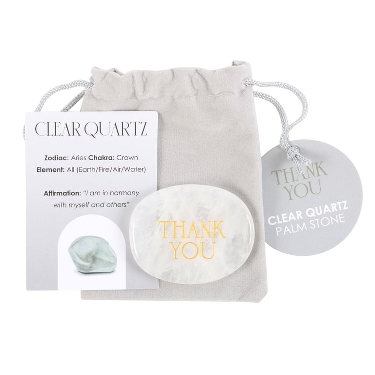 Clear Quartz Crystal Palm Stone - Gratitude Token of Appreciation and Well-being