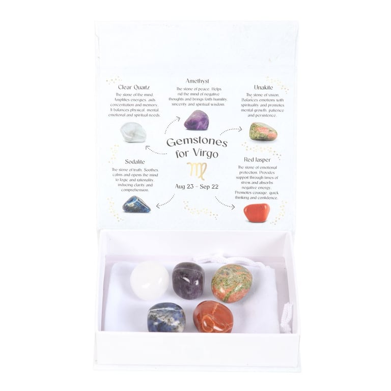 Virgo Crystal Tumblestone Set - Balance & Protect Your Energy with Earth Sign Crystals