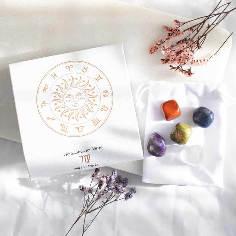 Virgo Crystal Tumblestone Set - Balance & Protect Your Energy with Earth Sign Crystals