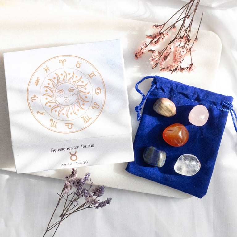 Taurus Crystal Tumblestone Set - Enhance Balance & Motivation with 5 Harmonising Crystals