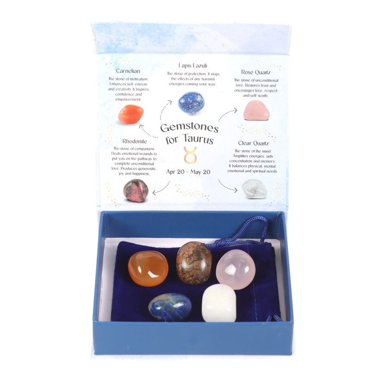 Taurus Crystal Tumblestone Set - Enhance Balance & Motivation with 5 Harmonising Crystals
