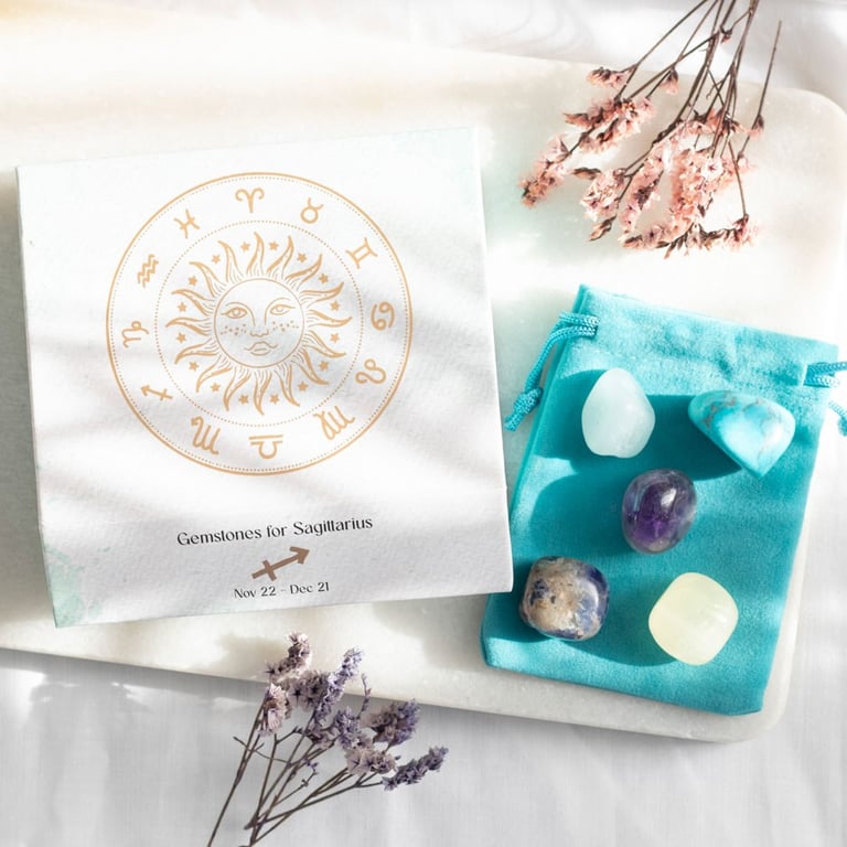 Sagittarius Crystal Tumblestone Set - Enhance Balance & Harmony with Astrological Crystals