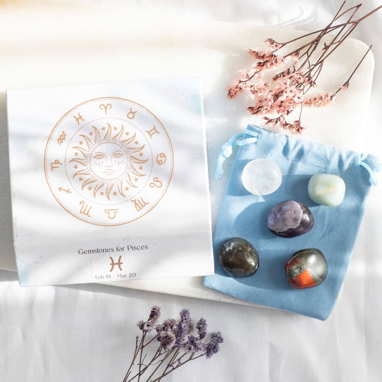 Pisces Crystal Tumblestone Set - Balance and Harmony for Water Signs