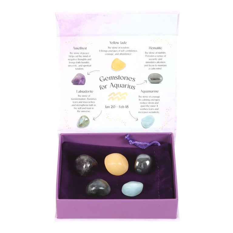 Aquarius Crystal Tumblestone Set - Balance and Enhance Your Energy with Hematite, Amethyst & More