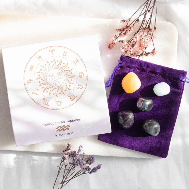 Aquarius Crystal Tumblestone Set - Balance and Enhance Your Energy with Hematite, Amethyst & More