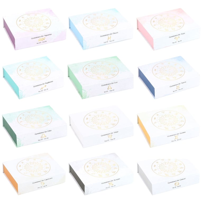 Zodiac Crystal Healing Kit - 12 Essential Tumblestones for Balance and Positivity