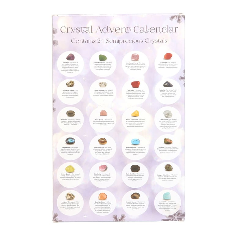 Mystical Crystal Advent Calendar - 24 Tumbled Gemstones for Spiritual Healing and Wellness