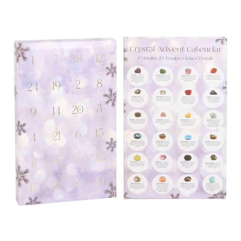 Mystical Crystal Advent Calendar - 24 Tumbled Gemstones for Spiritual Healing and Wellness