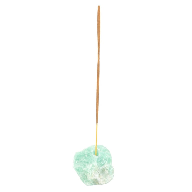 Green Fluorite Crystal Incense Stick Holder - Energy Cleanser and Decision Aid for Home Decor