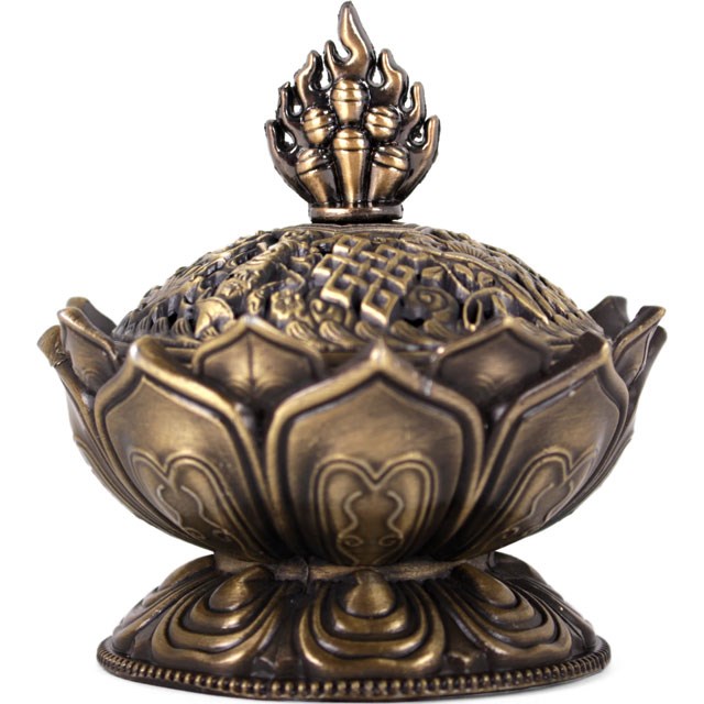 Metal Lotus Brass Incense Cone Holder - Elegant Home Decor Accessory