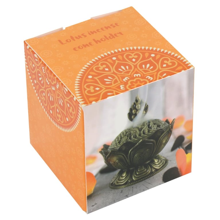 Metal Lotus Brass Incense Cone Holder - Elegant Home Decor Accessory