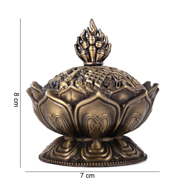 Metal Lotus Brass Incense Cone Holder - Elegant Home Decor Accessory