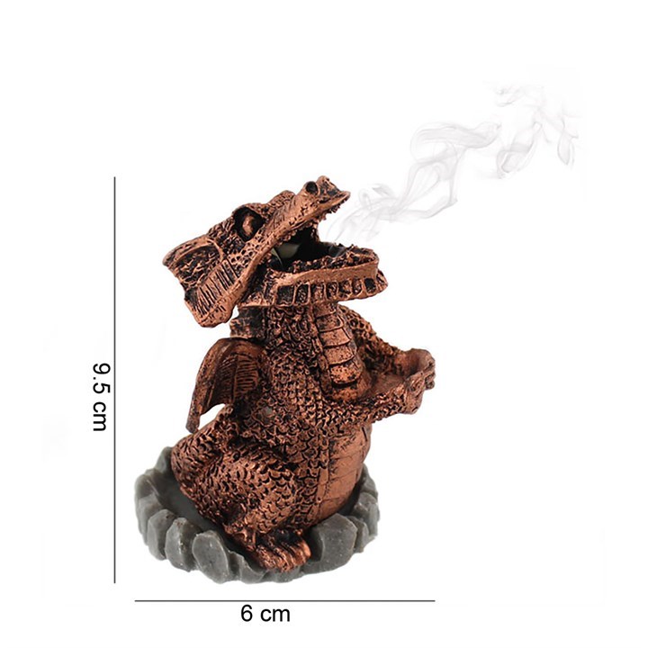 Red Dragon Resin Incense Cone Holder - Smoke Billows from His Mouth