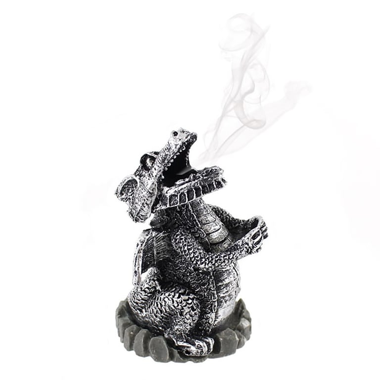Silver Dragon Resin Incense Cone Holder - Elegant Home Decor Accessory