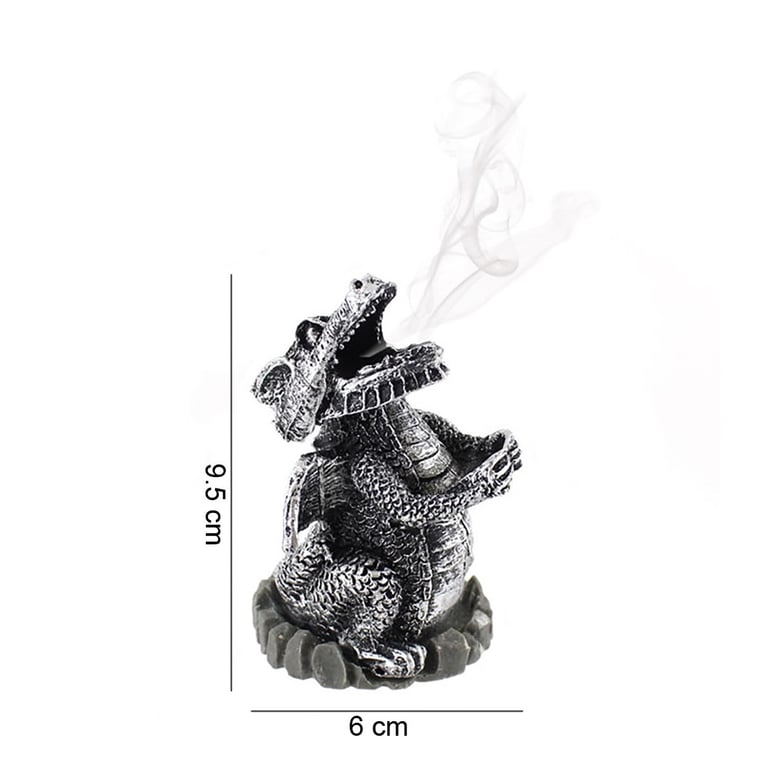 Silver Dragon Resin Incense Cone Holder - Elegant Home Decor Accessory