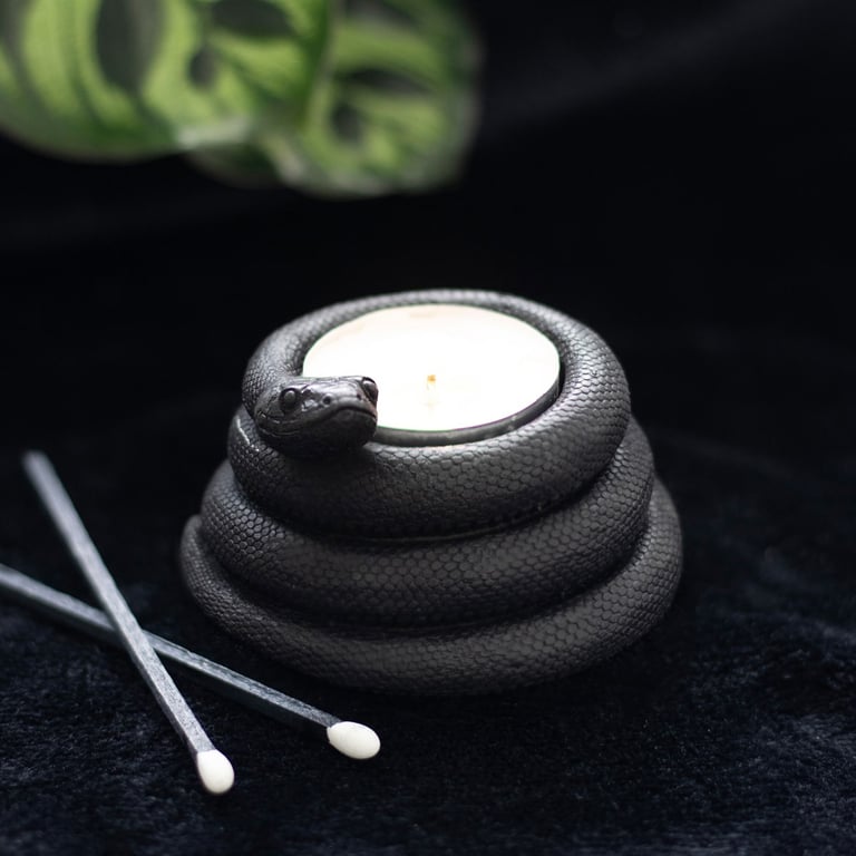 Snake Resin Tealight Holder - Modern Eerie Home Decor Accent