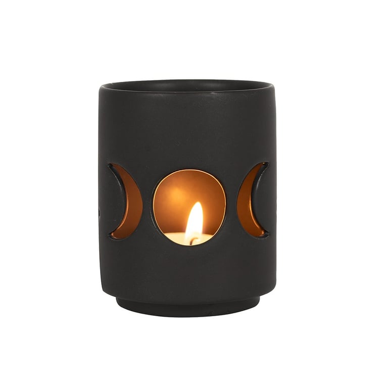 Ceramic Black Triple Moon Tealight Holder - Unique Home Decor Candle Stand