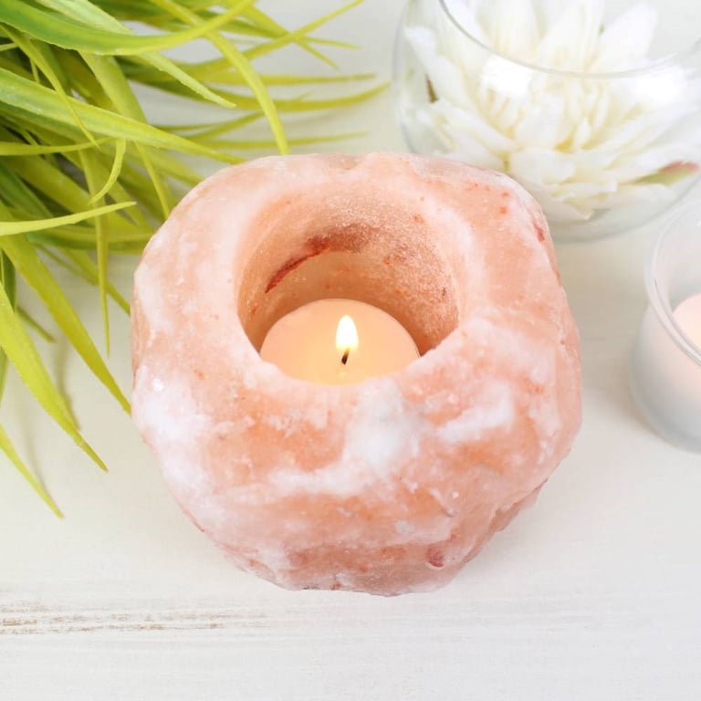 Himalayan Salt Tealight Holder - Natural Single Candle Holder for Home Decor