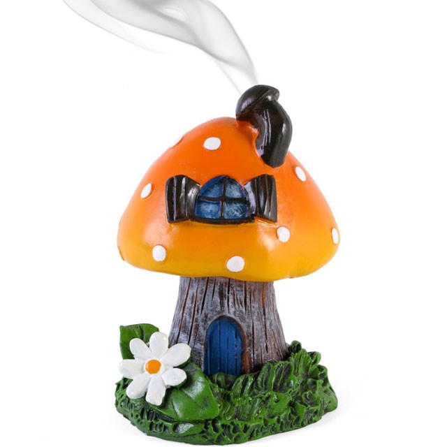 Orange Smoking Toadstool Incense Cone Holder - Home Decor Indoor Decoration
