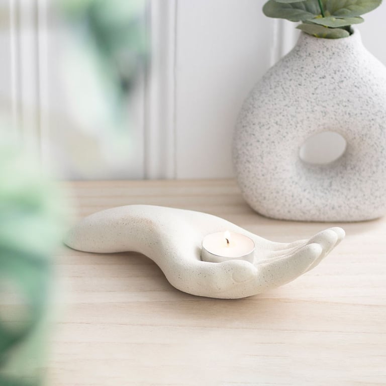 Open Hand Tealight Holder - Modern Meditation Light with Soothing Glow