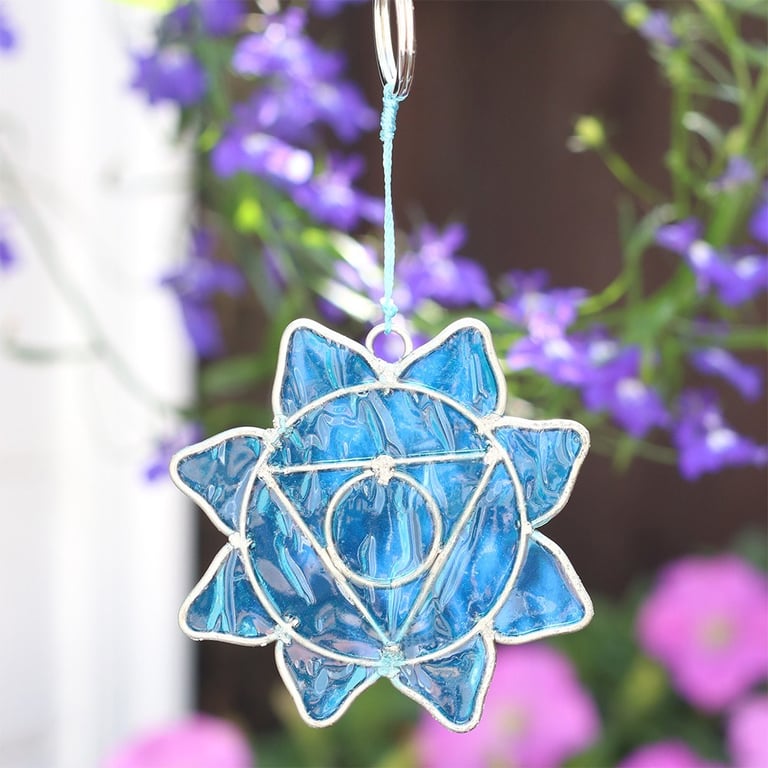 Throat Chakra Symbol Mini Suncatcher for Enhanced Communications and Creativity