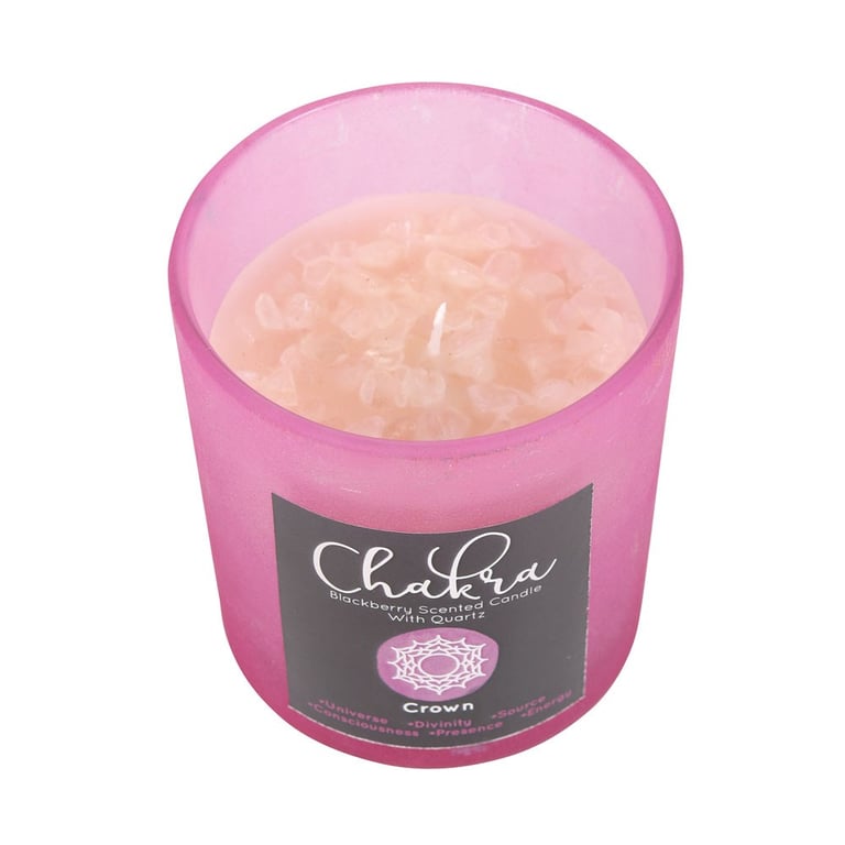 Crown Chakra Blackberry Crystal Chip Candle - 25 Hour Burn Time, Spiritual Realigner