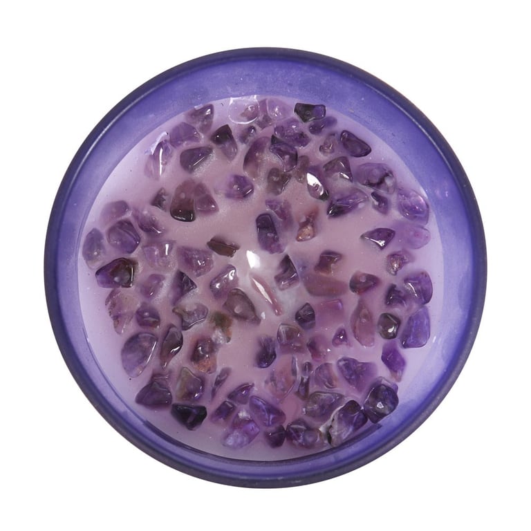 Third Eye Chakra Lavender Crystal Chip Candle - 25 Hour Burn Time, Spiritual Purpose