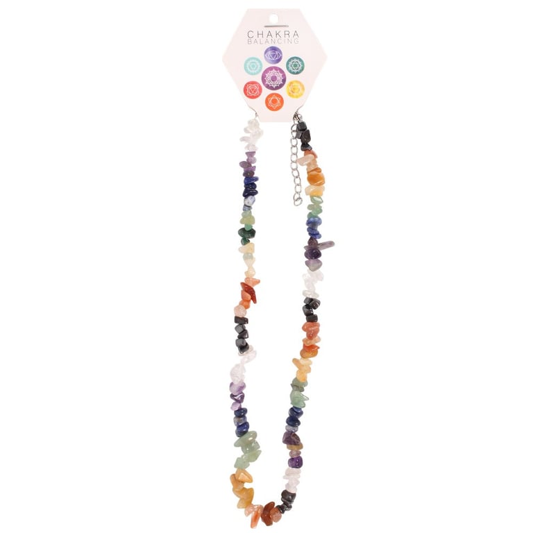 Chakra Healing Necklace - 7 Semi-Precious Stones, Energy Balancing Jewelry