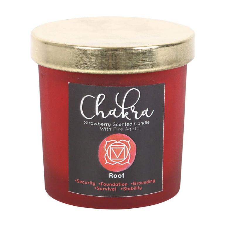 Root Chakra Strawberry Crystal Chip Paraffin Wax Candle