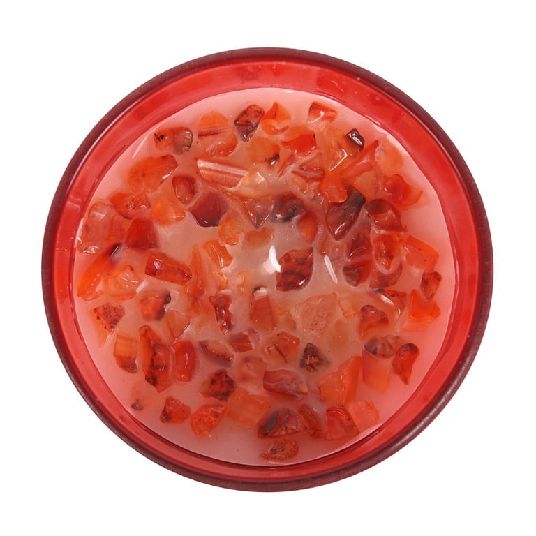 Root Chakra Strawberry Crystal Chip Paraffin Wax Candle