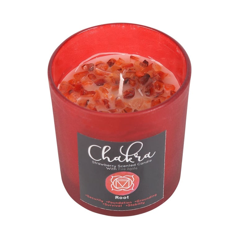 Root Chakra Strawberry Crystal Chip Paraffin Wax Candle