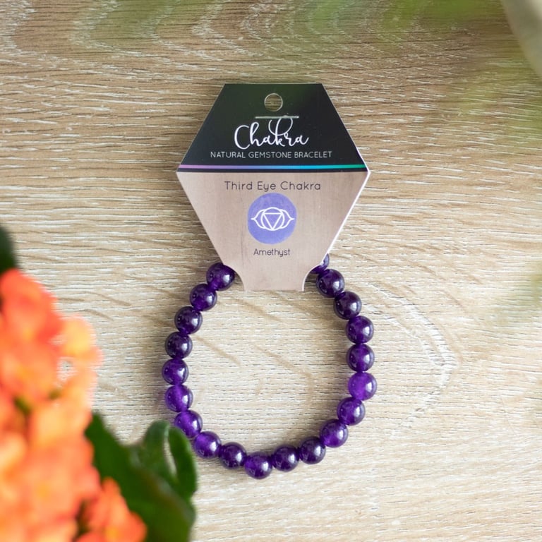 Amethyst Third Eye Chakra Balance Bracelet - Metaphysical Energy Alignment