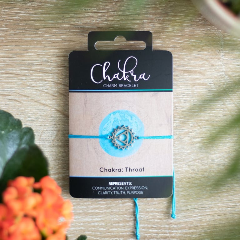 Throat Chakra Balance Blue Charm Bracelet - Aligns Communication & Expression