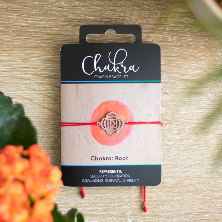 Root Chakra Balance Charm Bracelet - Red String Grounding Security Jewelry