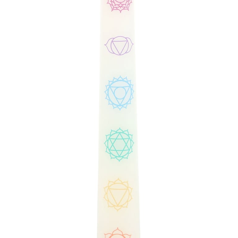 Chakra Balancing Taper Dinner Candles Set - 3 White Tapers with Spiritual Symbolism