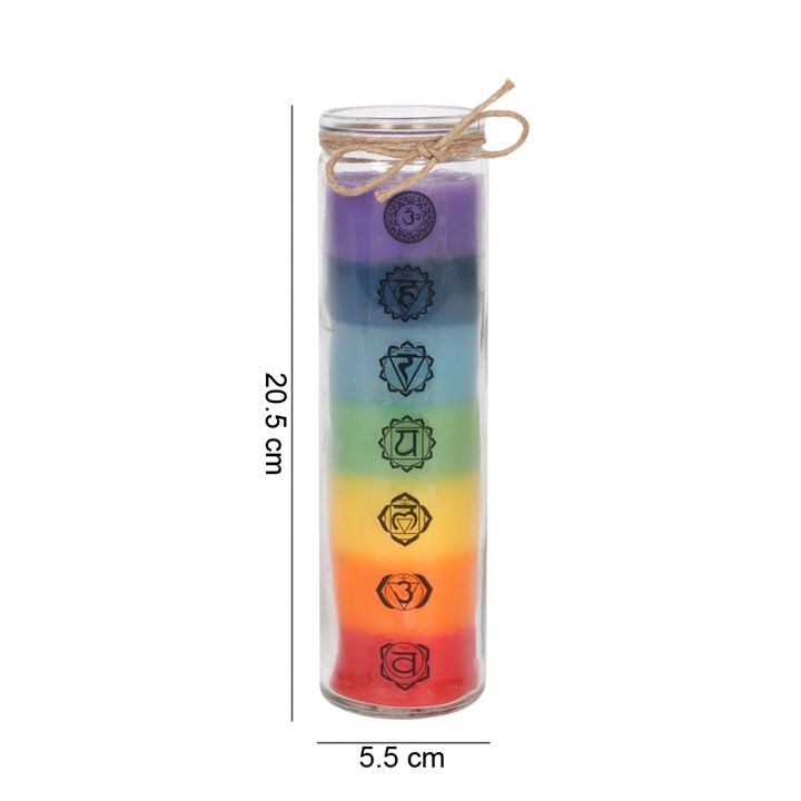 Tall Seven Chakra Spiritual Candle - Paraffin Wax for Yoga and Wellness